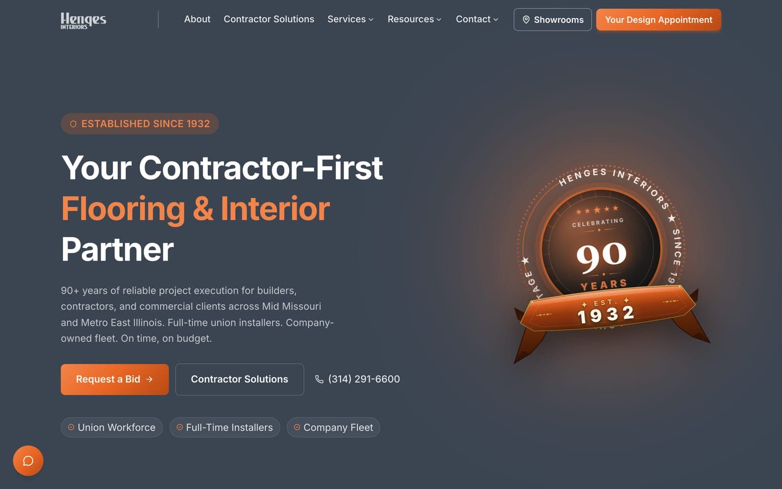 Henges Interiors homepage